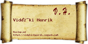 Vidéki Henrik névjegykártya